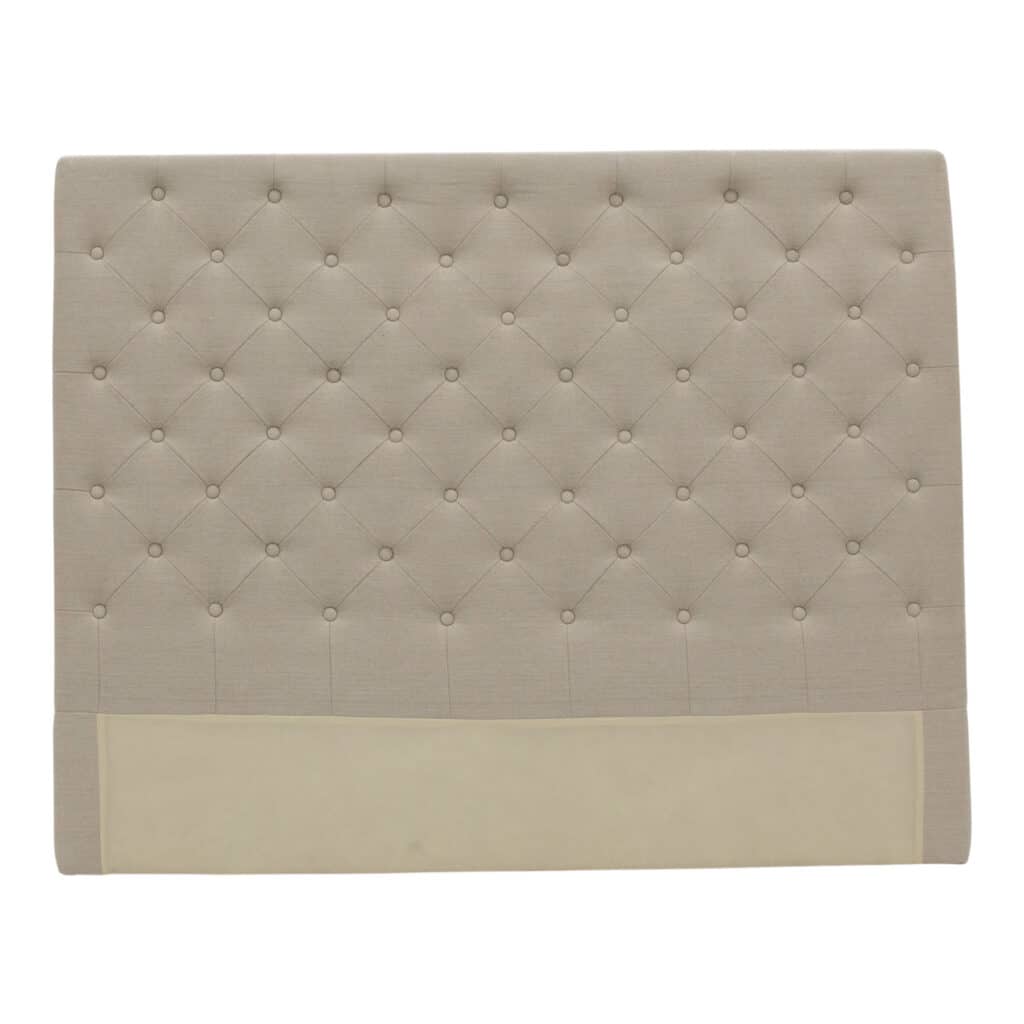 Buttoned Queen Headboard Linen_1 Front