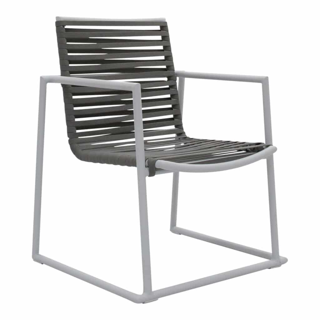 Rope Outdoor Dining Chair White-Grey_3 Front Angle