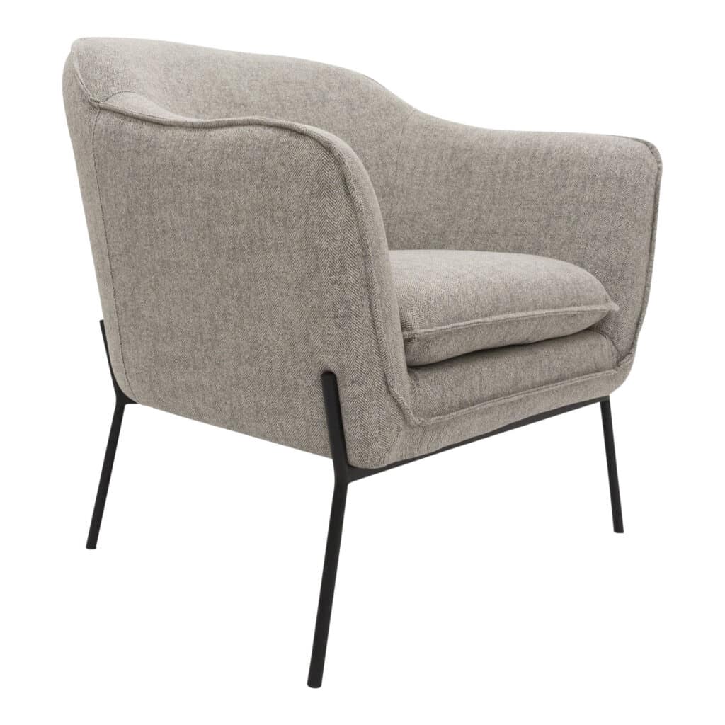 Dax Occasional Chair Grey Herringbone Side Angle Front 2