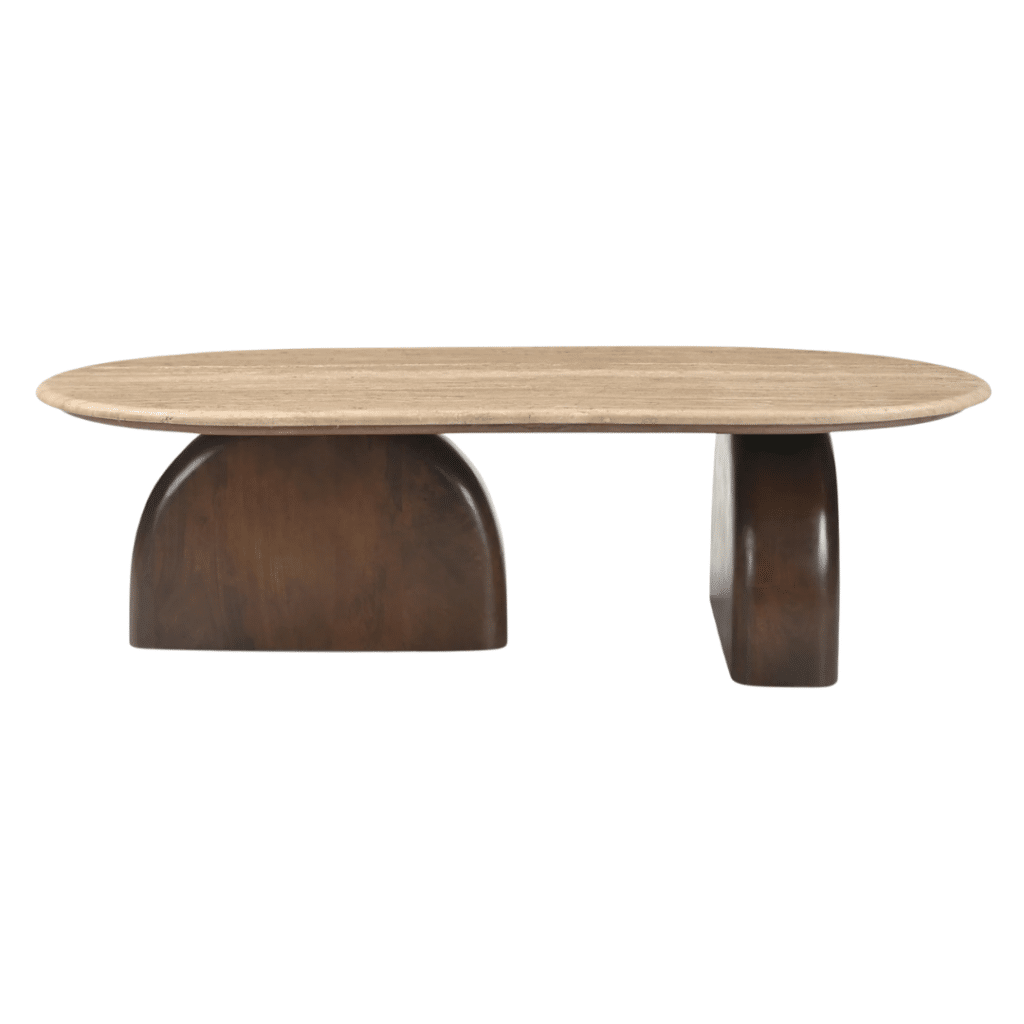 Andie Coffee Table Travertine and Walnut
